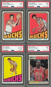 1972/73-1987/88 Topps and Fleer Basketball PSA-Graded Collection (4 Different) Including Jordan